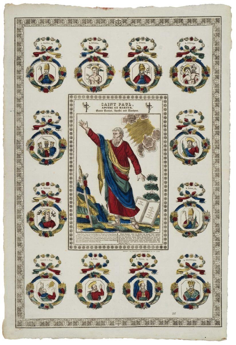 SAINT PAUL, / APOTRE ET MARTYR. (titre inscrit, français, allemand, gothique)