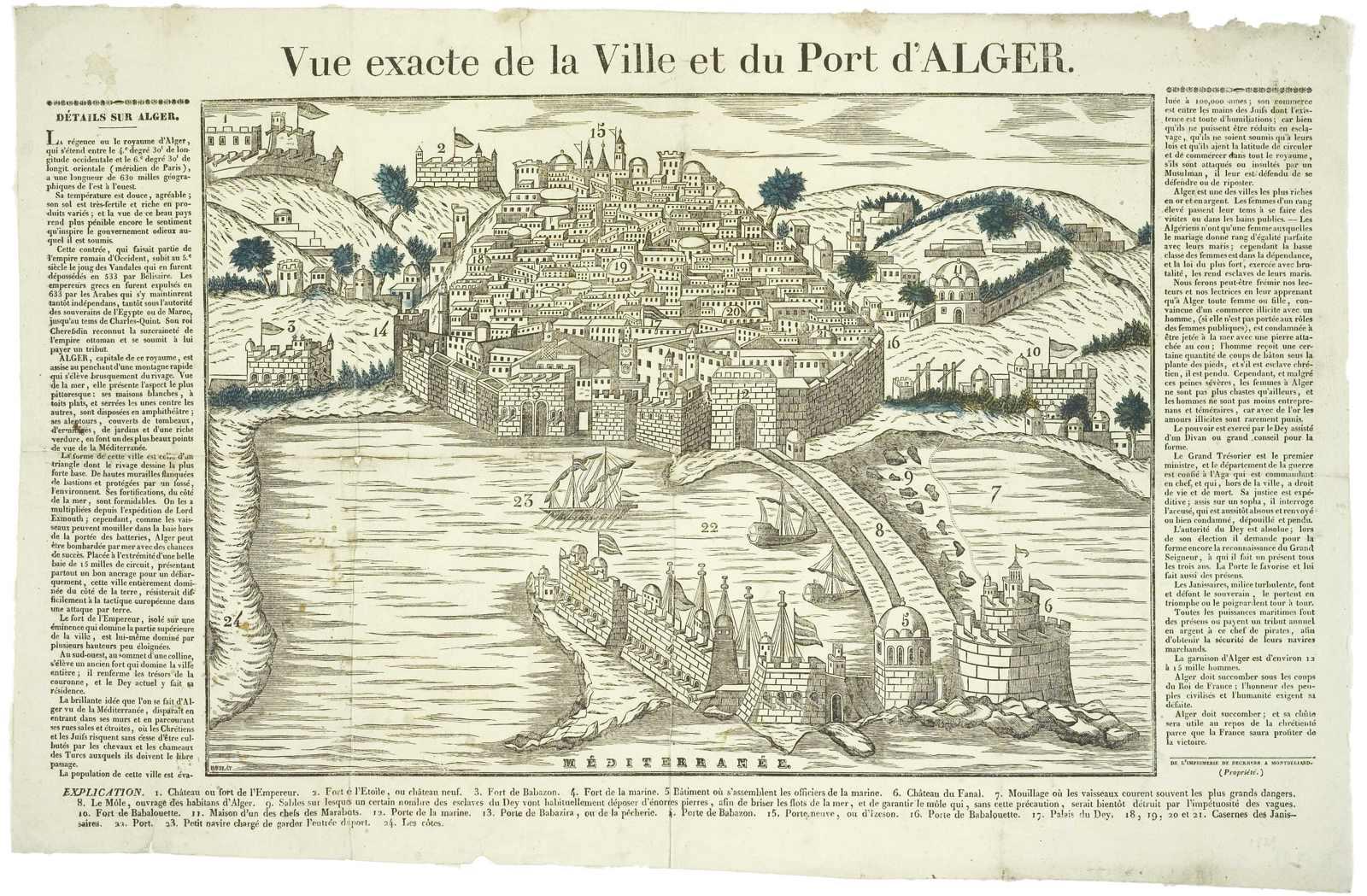 Vue exacte de la Ville et du Port d'ALGER. (titre inscrit)