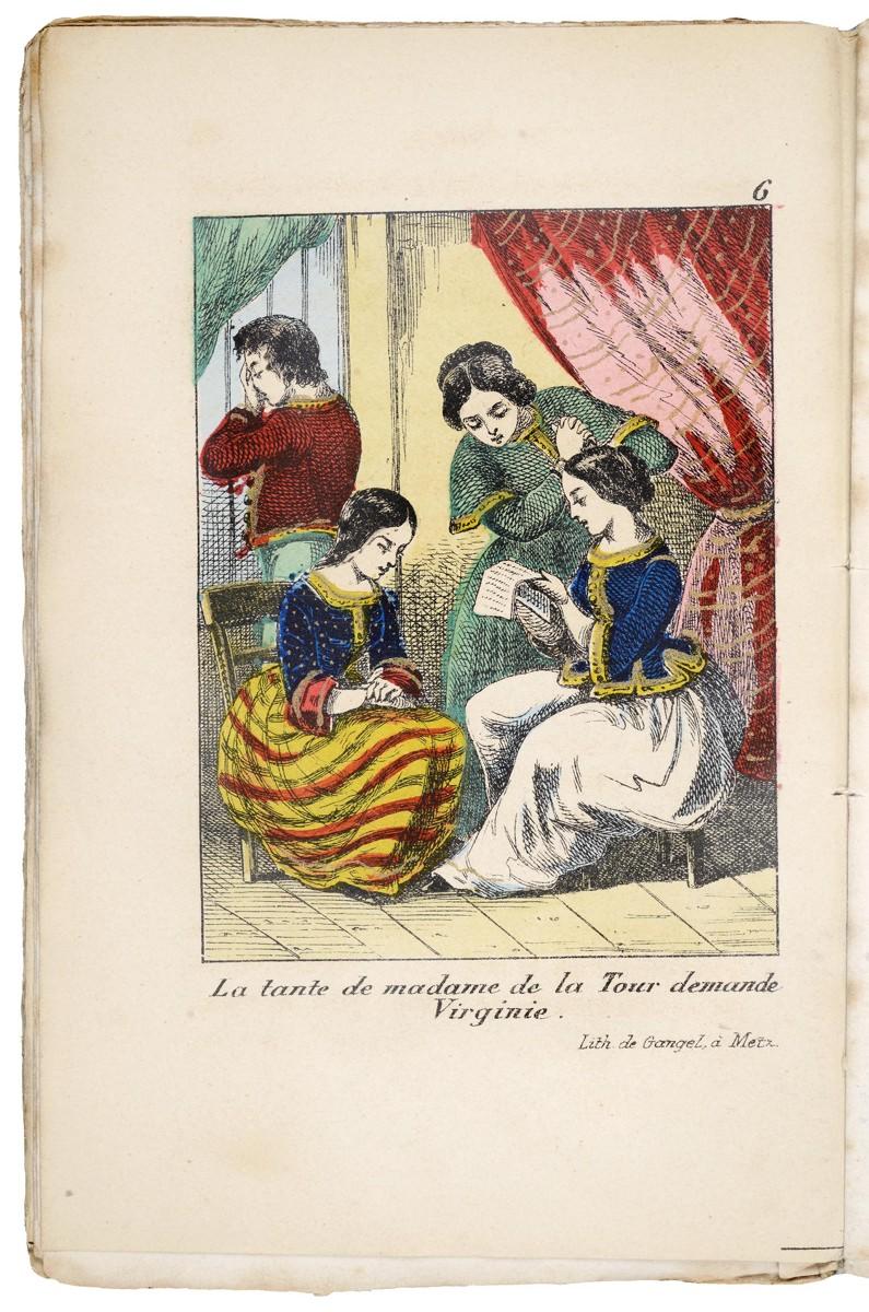 La tante de madame de la Tour demande Virginie. (titre inscrit) ; PAUL / et / VIRGINIE : illustration page 73 (titre factice)