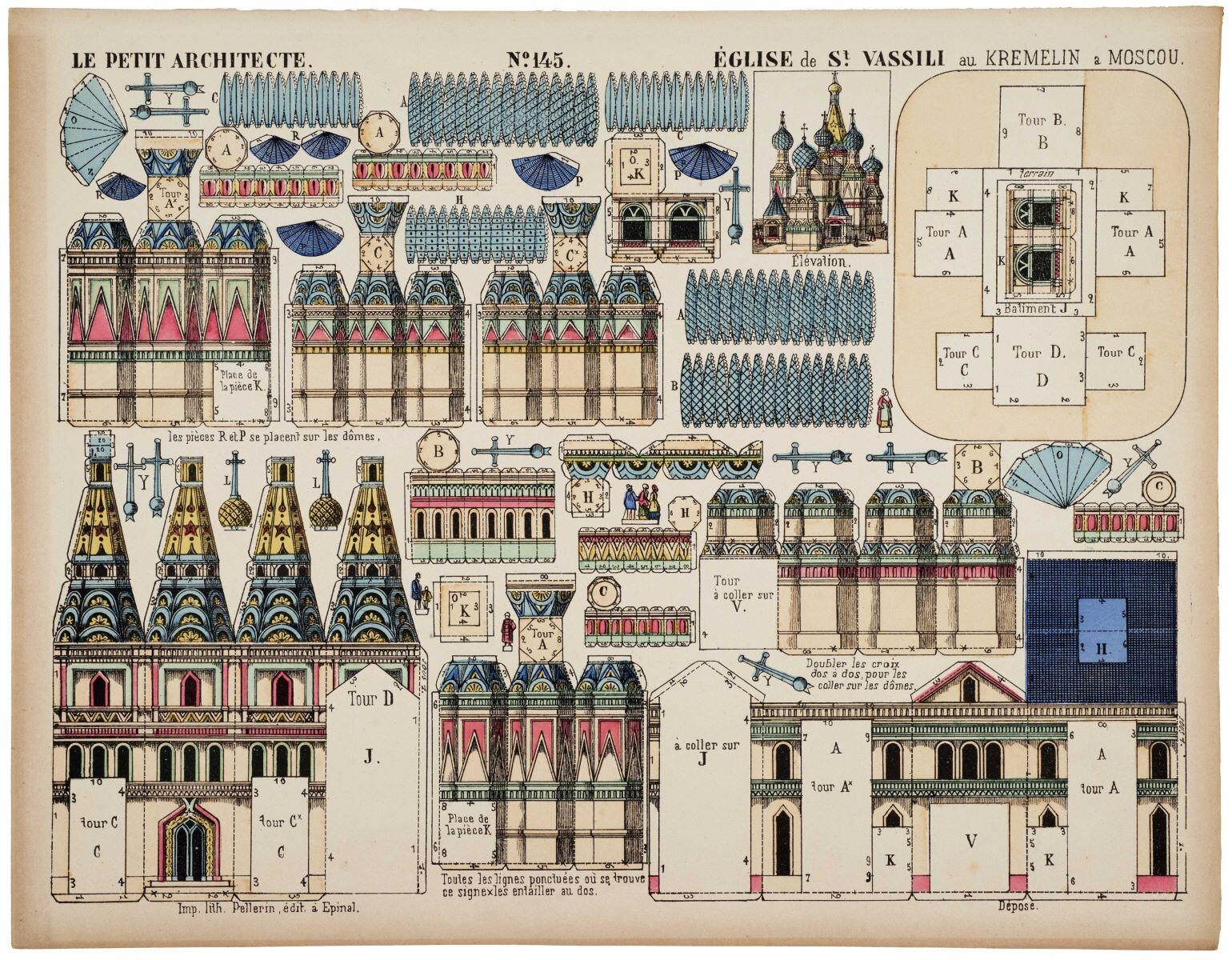 LE PETIT ARCHITECTE. N°. 145. ÉGLISE de St. VASSILI au KREMELIN a MOSCOU. (titre inscrit)