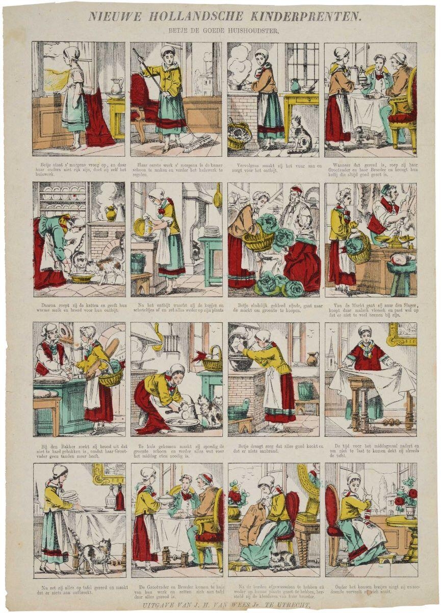 BETJE DE GOEDE HUISHOUDSTER. (titre inscrit, néerl.) ; MARTHE LA BONNE PETITE MENAGÈRE (titre traduit)