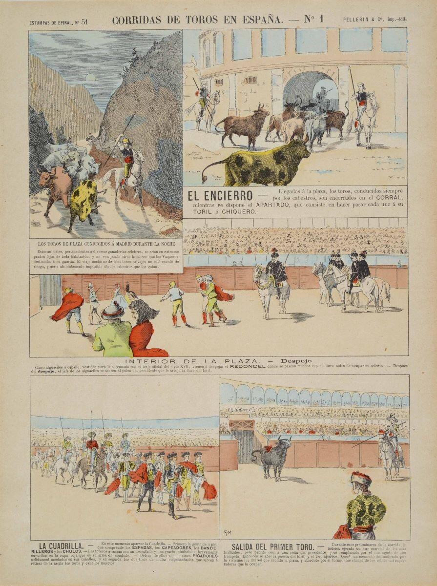 CORRIDAS DE TOROS EN ESPAÑA. - N° 1 (titre inscrit, esp.) ; Courses de taureaux en Espagne (titre traduit)