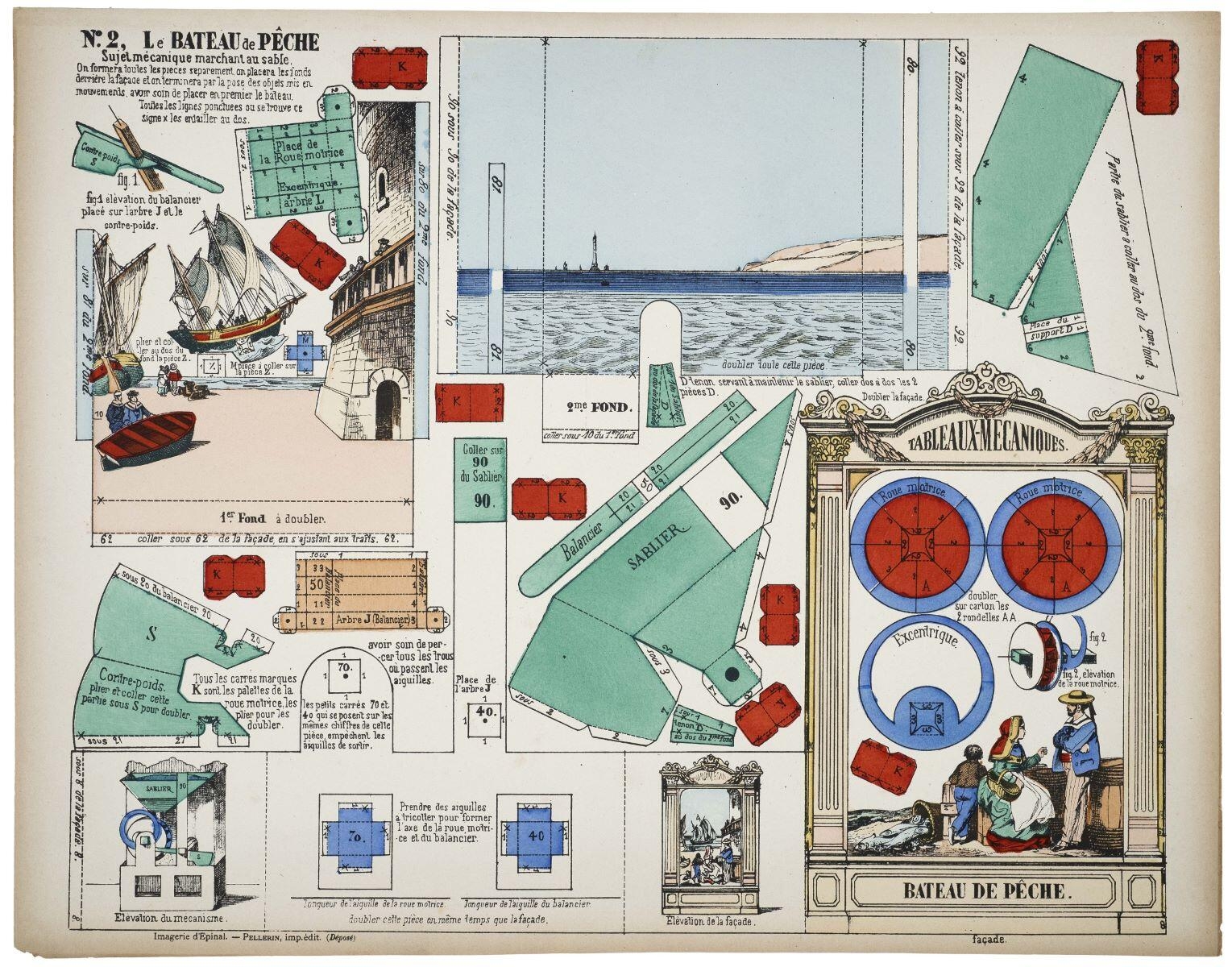 N°. 2, Le BATEAU de PÊCHE / Sujet mécanisme marchant au sable. (titre inscrit)