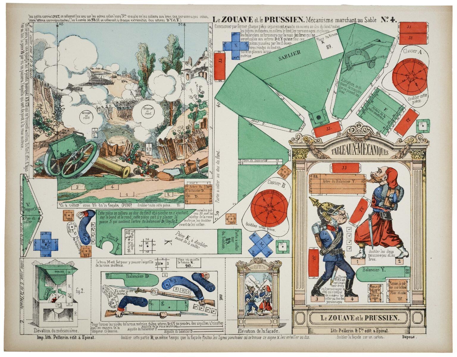 Le ZOUAVE et le PRUSSIEN. Mécanisme marchant au sable N°. 4. (titre inscrit)
