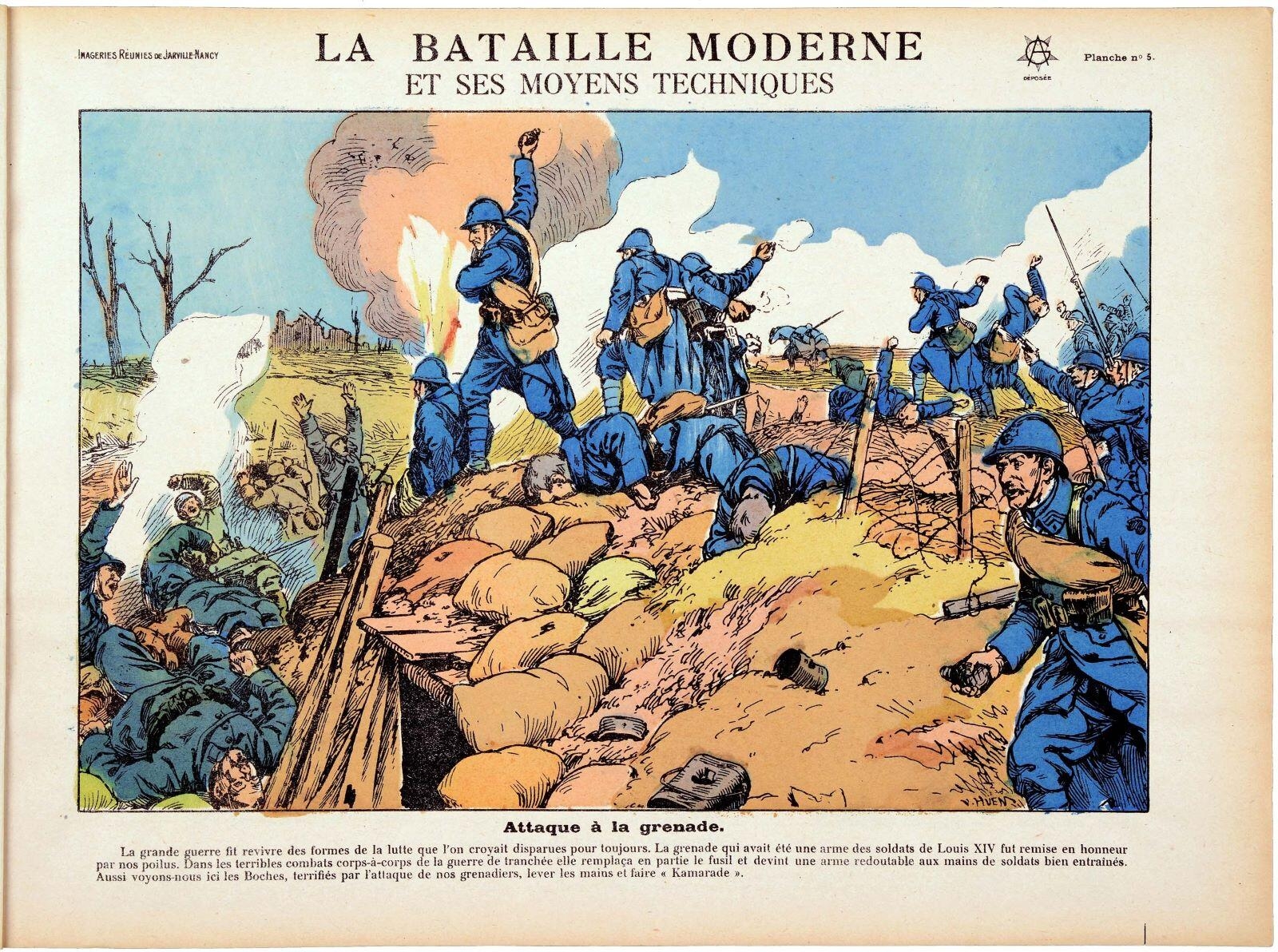 LA BATAILLE MODERNE / ET SES MOYENS TECHNIQUES / Attaque à la grenade. (titre inscrit)