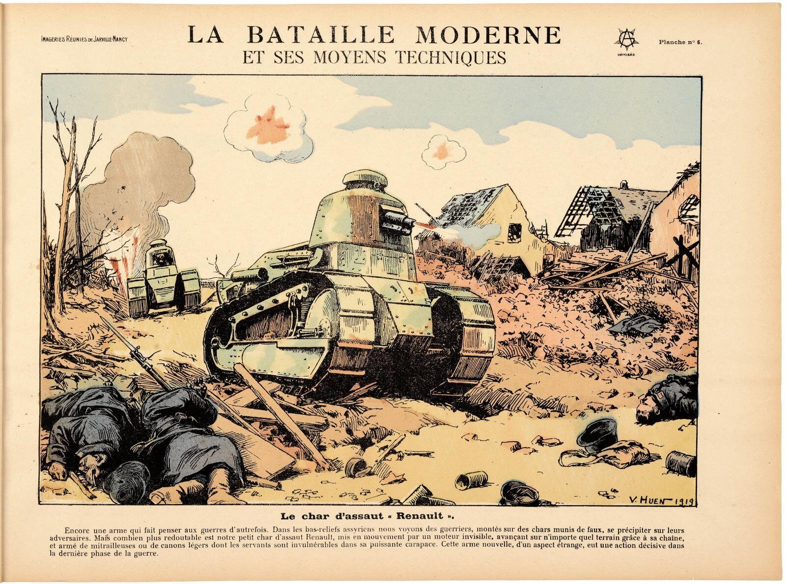 LA BATAILLE MODERNE / ET SES MOYENS TECHNIQUES / Le char d'assaut " Renault ". (titre inscrit)