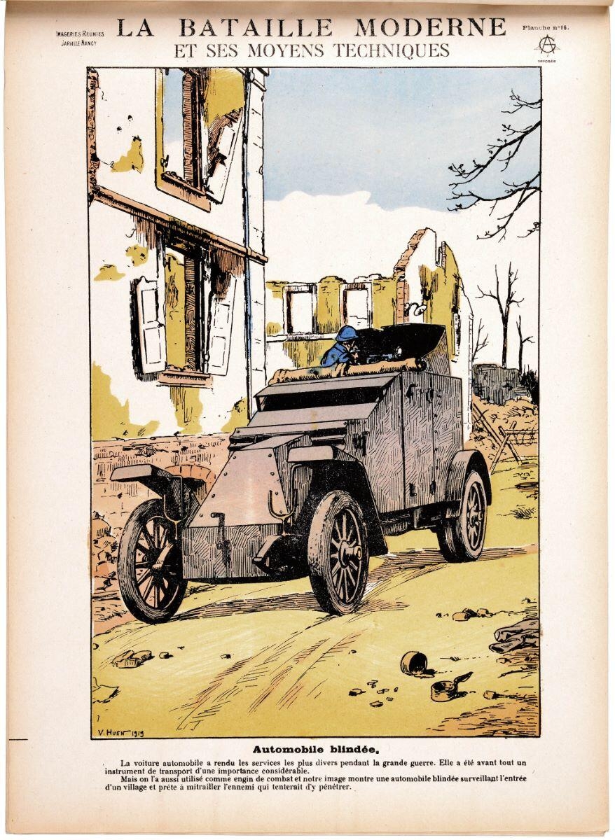 LA BATAILLE MODERNE / ET SES MOYENS TECHNIQUES / Automobile blindée. (titre inscrit)