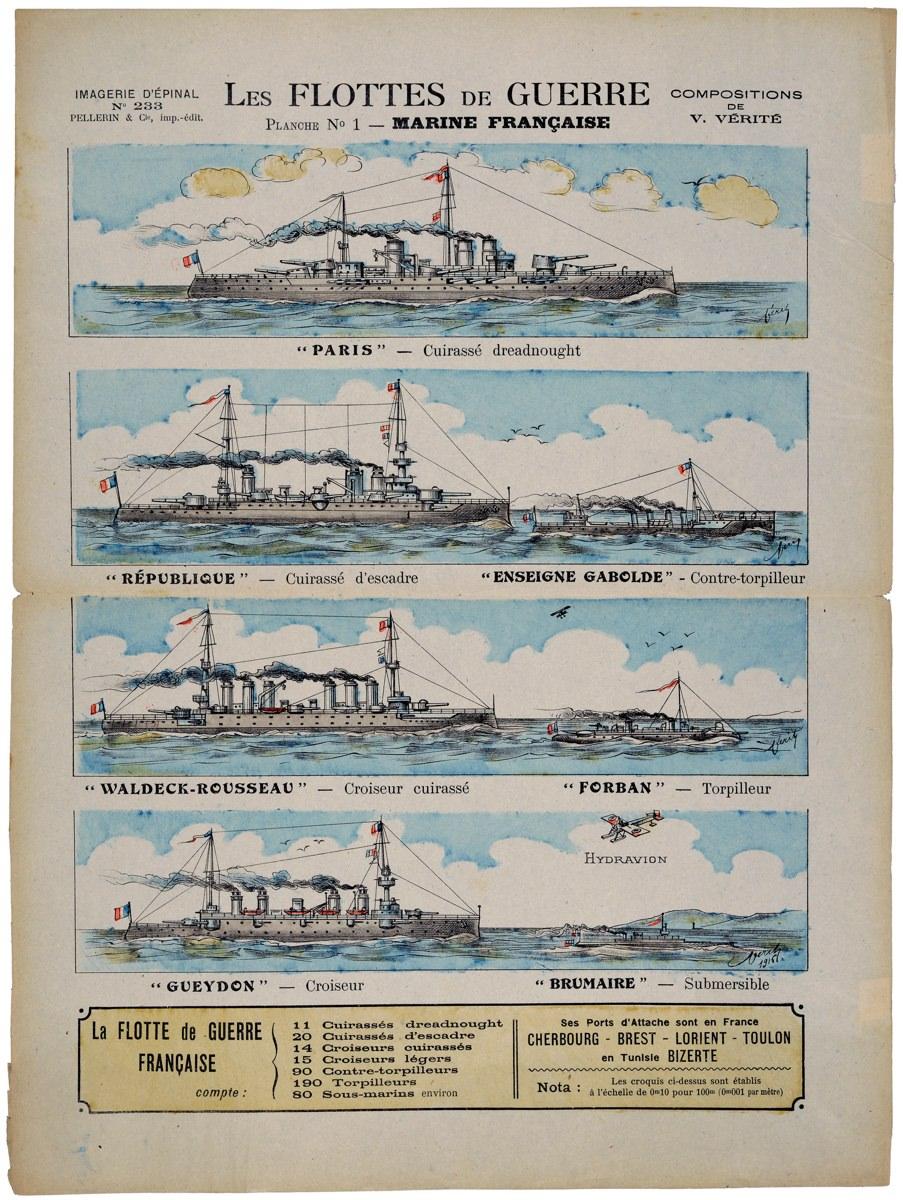 LES FLOTTES DE GUERRE / PLANCHE N°1 - MARINE FRANÇAISE (titre inscrit)