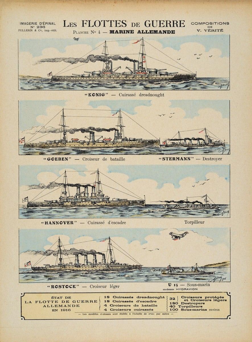 LES FLOTTES DE GUERRE / PLANCHE N°4 - MARINE ALLEMANDE (titre inscrit)