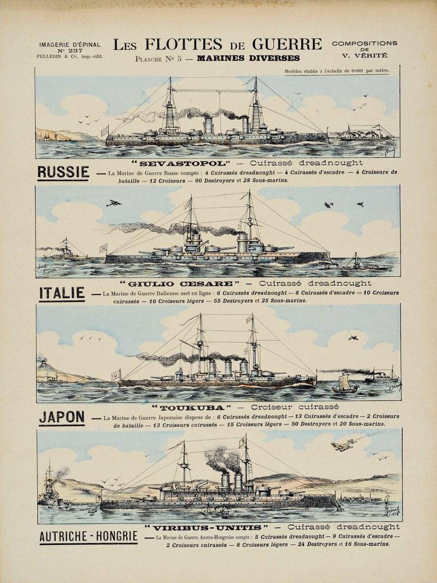 LES FLOTTES DE GUERRE / PLANCHE N°5 - MARINES DIVERSES (titre inscrit)