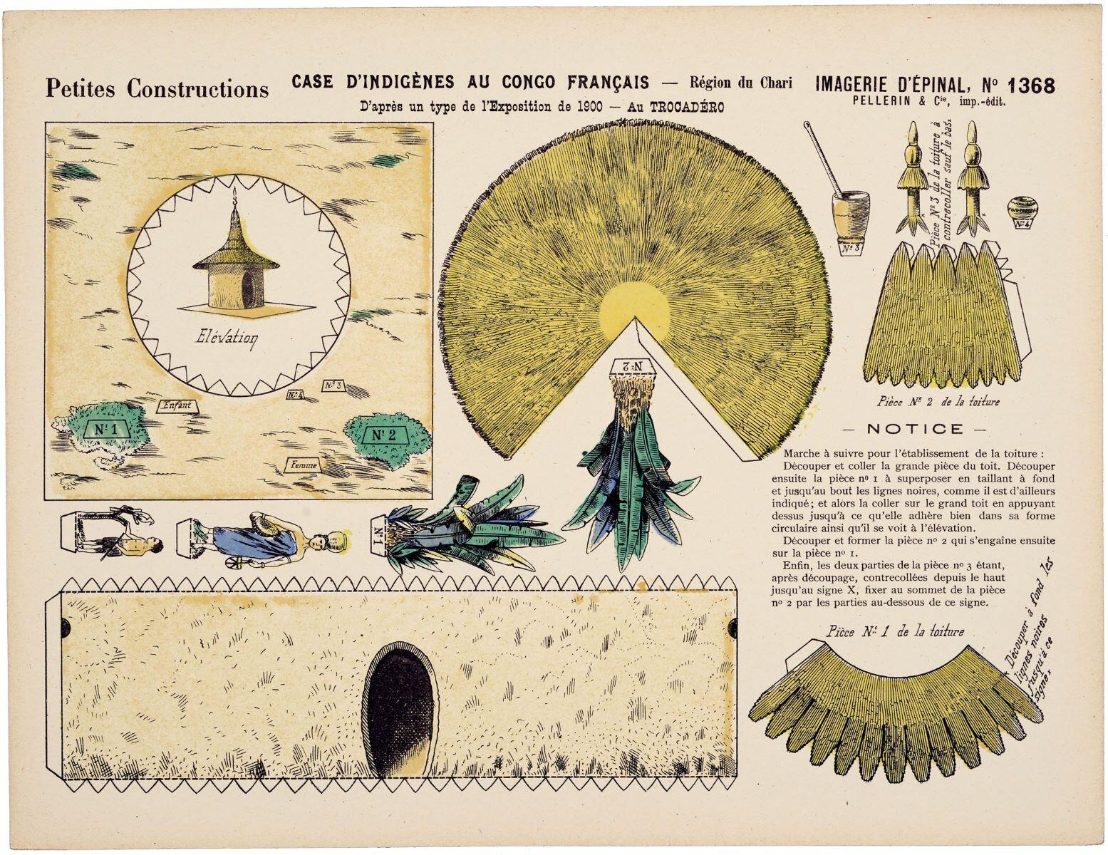 CASE D'INDIGÈNES AU CONGO FRANÇAIS - Région du Chari / D'après un type de l'Exposition de 1900 - Au TROCADÉRO (titre inscrit)