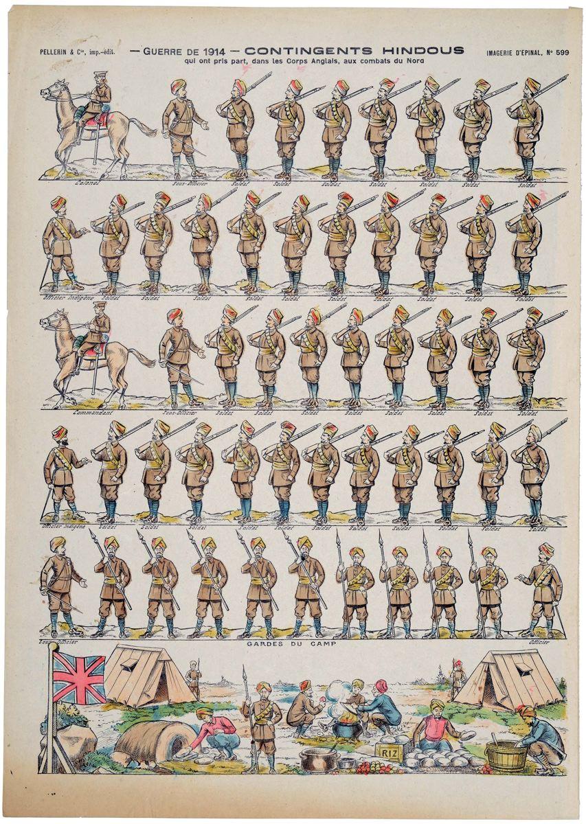 - GUERRE DE 1914 - CONTINGENTS HINDOUS / qui ont pris part, dans les Corps Anglais, aux combats du Nord (titre inscrit)