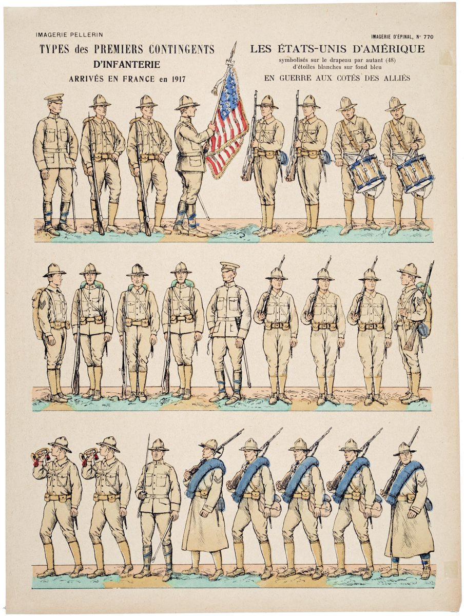 TYPES des PREMIERS CONTINGENTS / D'INFANTERIE / ARRIVÉS EN FRANCE en 1917 (titre inscrit)