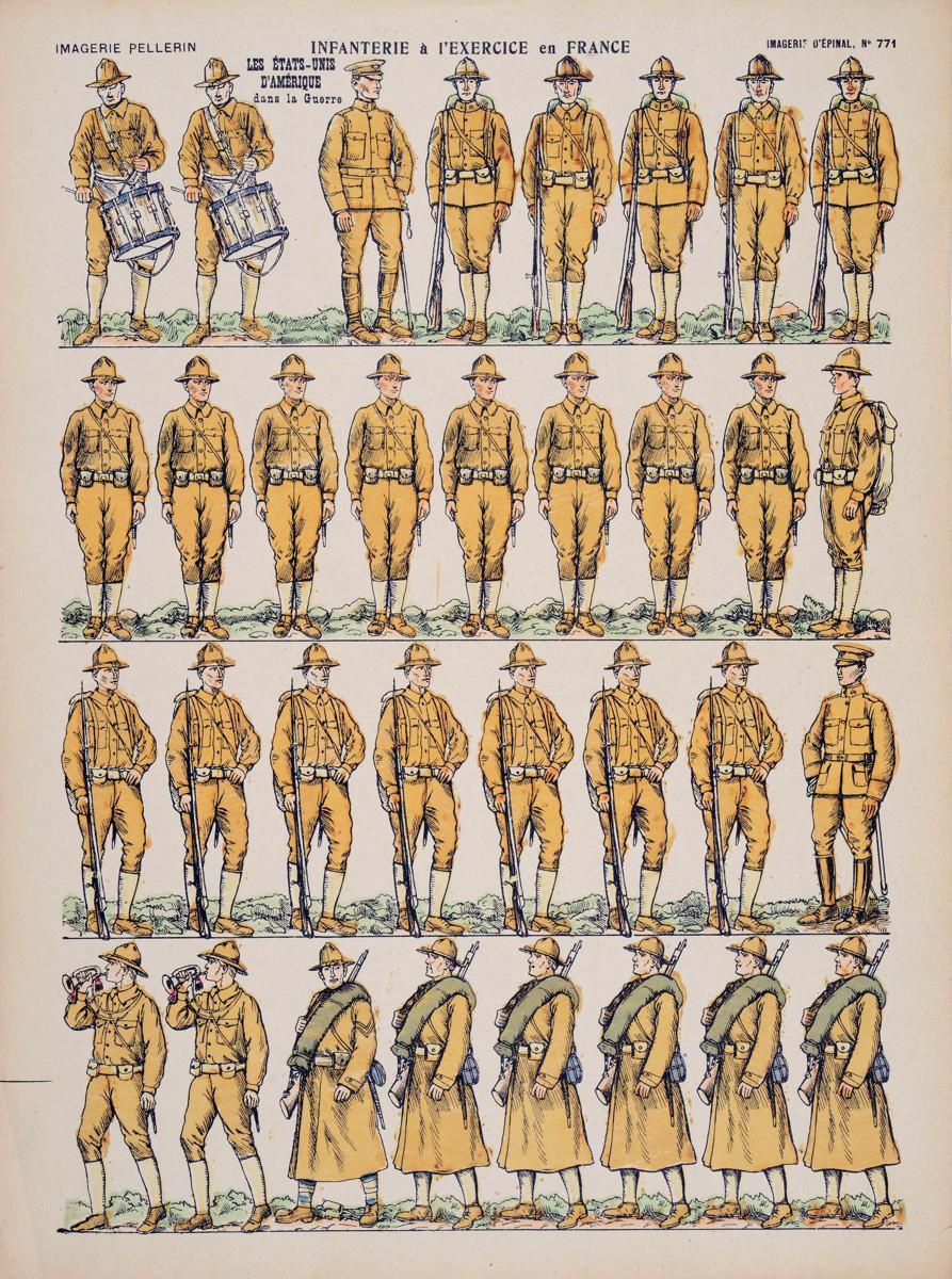 INFANTERIE à l'EXERCICE en FRANCE / LES ÉTATS-UNIS / D'AMÉRIQUE / dans la Guerre (titre inscrit)