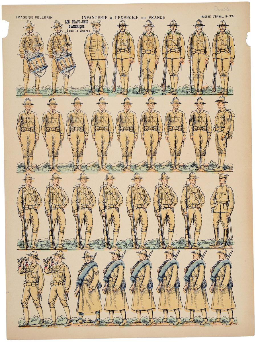 INFANTERIE à l'EXERCICE en FRANCE / LES ÉTATS-UNIS / D'AMÉRIQUE / dans la Guerre (titre inscrit)