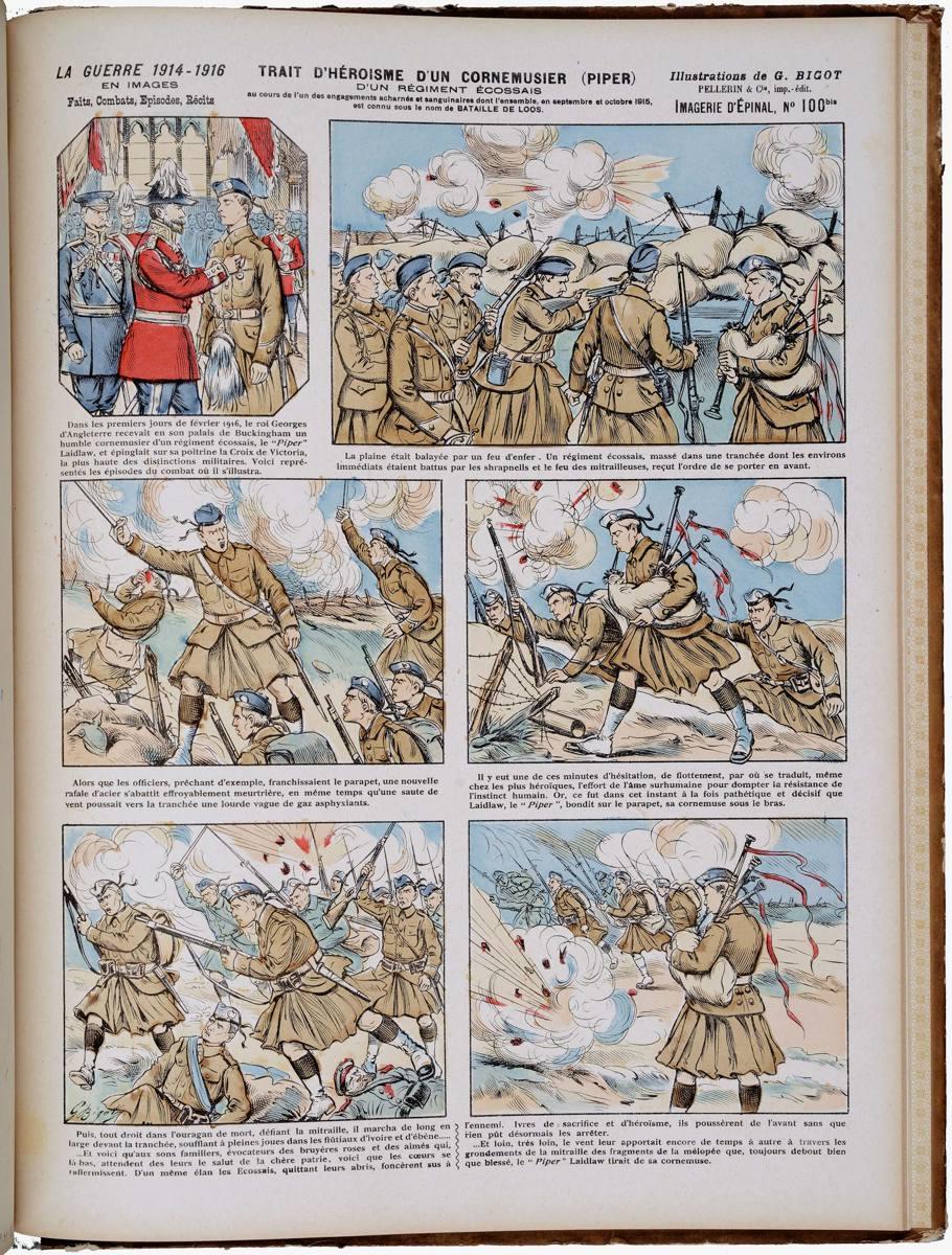 TRAIT D'HÉROISME D'UN CORNEMUSIER (PIPER) / D'UN RÉGIMENT ÉCOSSAIS (titre inscrit)