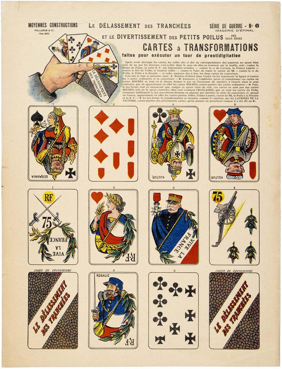 LE  DÉLASSEMENT DES TRANCHÉES / ET LE DIVERTISSEMENT DES PETITS POILUS DES / DEUX SEXES / CARTES À TRANSFORMATIONS / faites pour exécuter un tour de prestidigitation (titre inscrit)