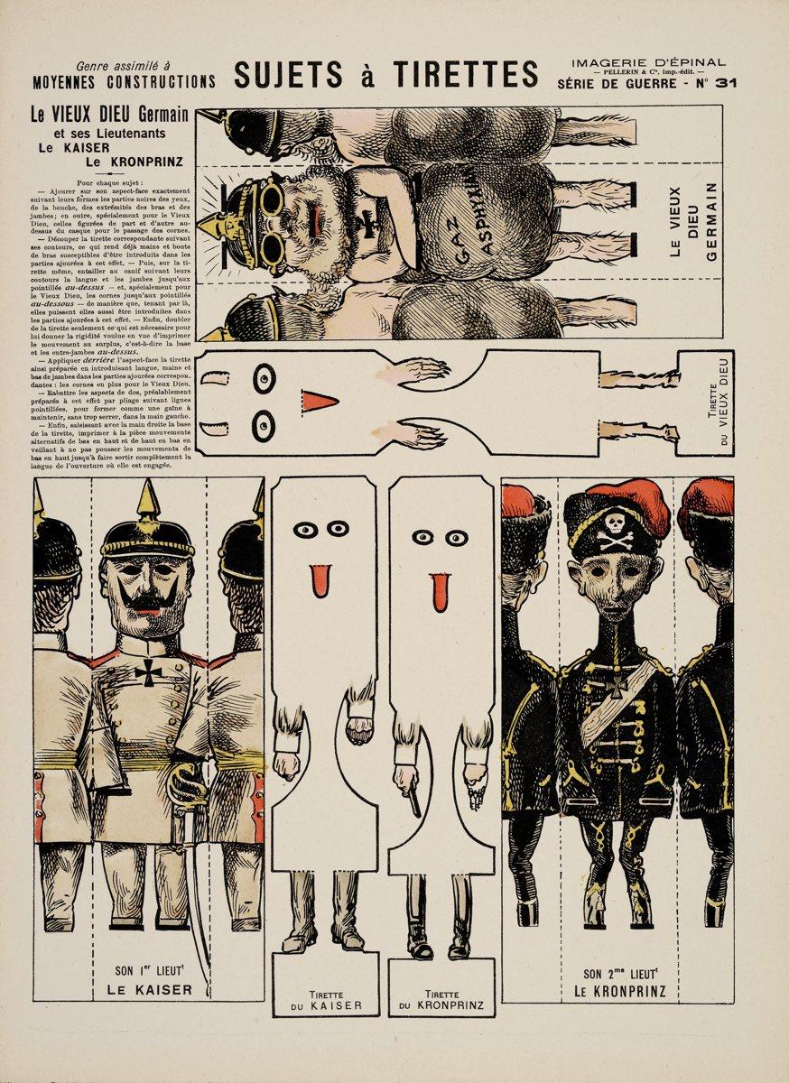 SUJETS à TIRETTES / Le VIEUX DIEU Germain et ses Lieutenants / Le KAISER / Le KRONPRINZ (titre inscrit)