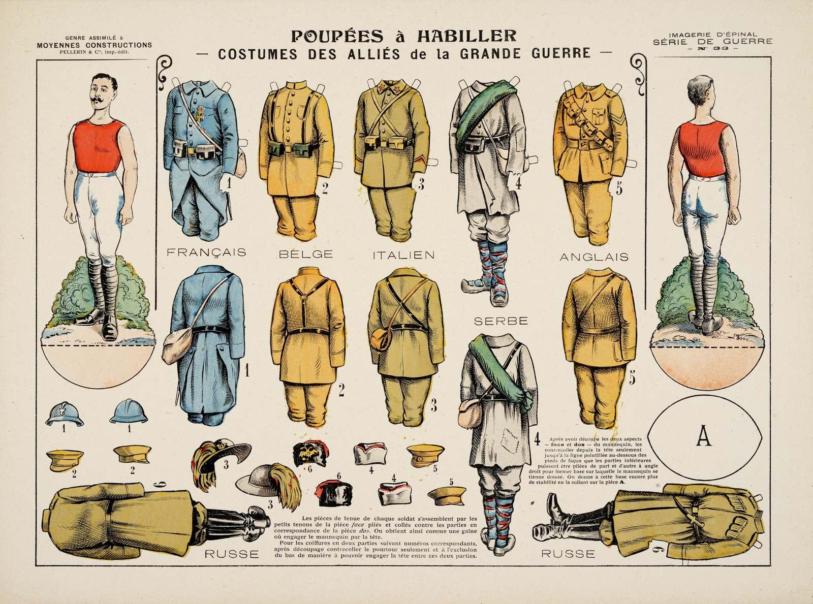 POUPÉES à HABILLER / - COSTUMES DES ALLIÉS de la GRANDE GUERRE - (titre inscrit)