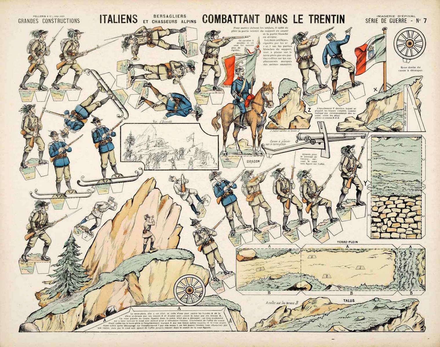 ITALIENS BERSAGLIERS / ET CHASSEURS ALPINS COMBATTANT DANS LE TRENTIN (titre inscrit)