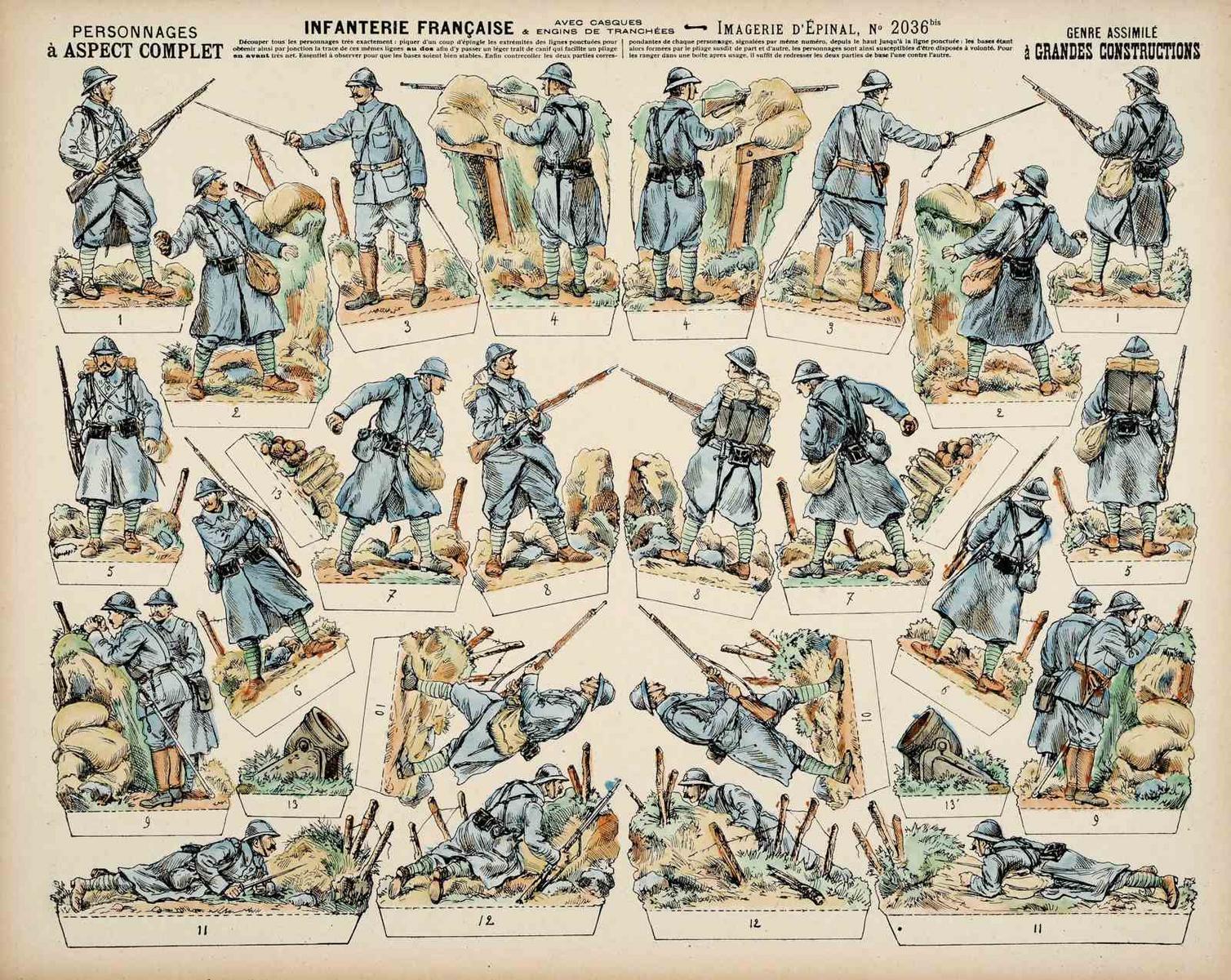 INFANTERIE FRANÇAISE AVEC CASQUES / & ENGINS DE TRANCHÉES (titre inscrit)