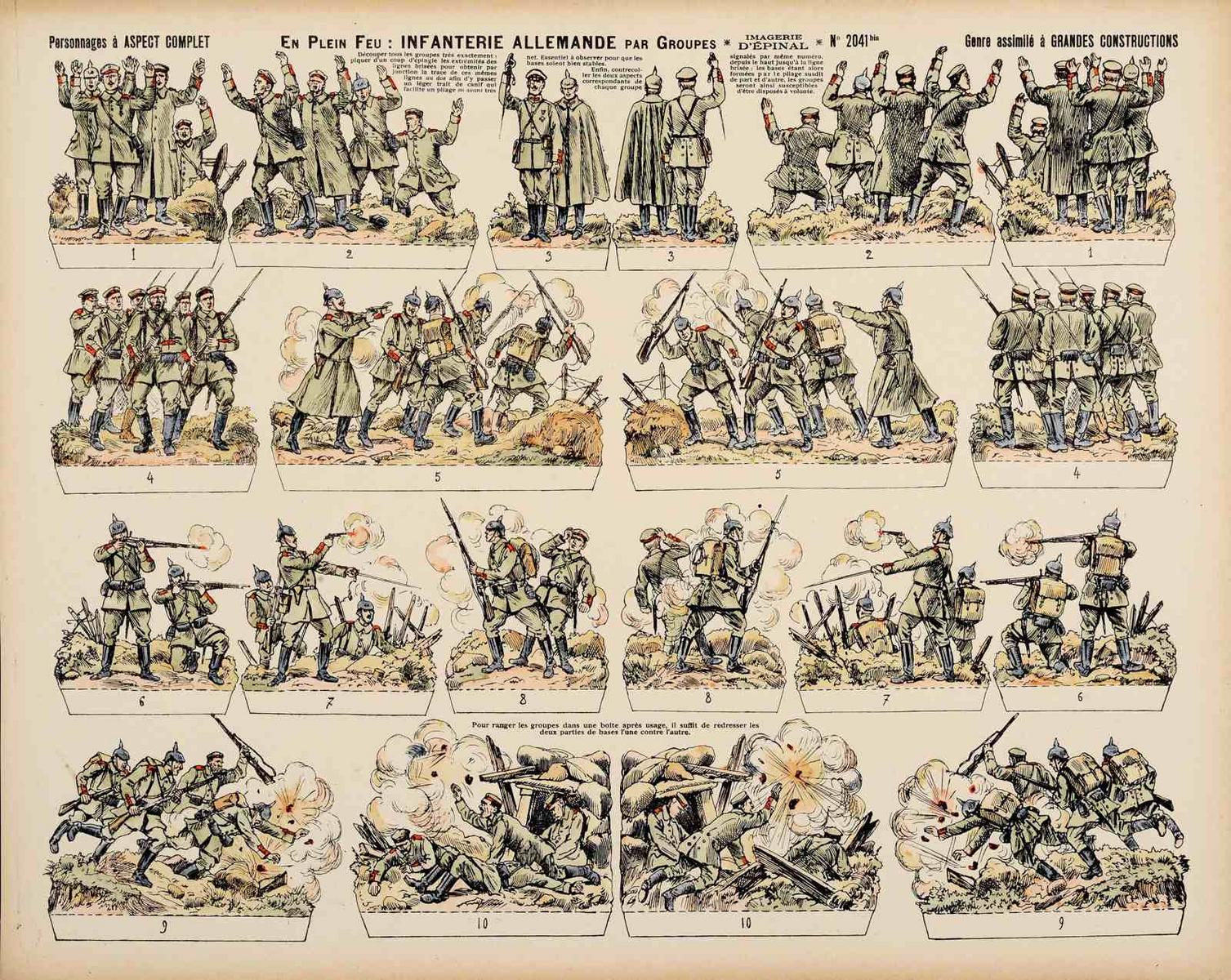 EN PLEIN FEU : INFANTERIE ALLEMANDE PAR GROUPES (titre inscrit)