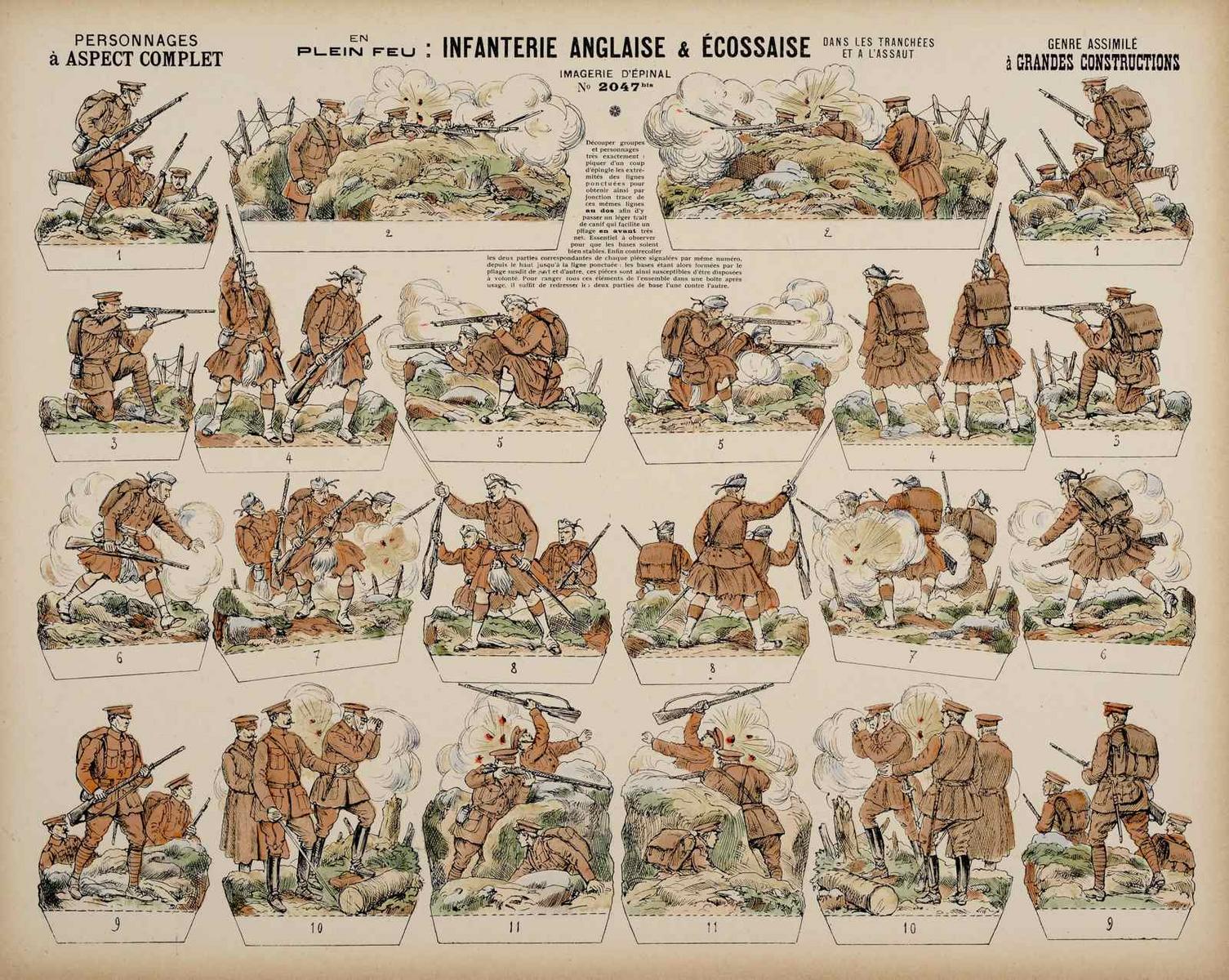 EN / PLEIN FEU : INFANTERIE ANGLAISE & ÉCOSSAISE / DANS LES TRANCHÉES / ET A L'ASSAUT (titre inscrit)