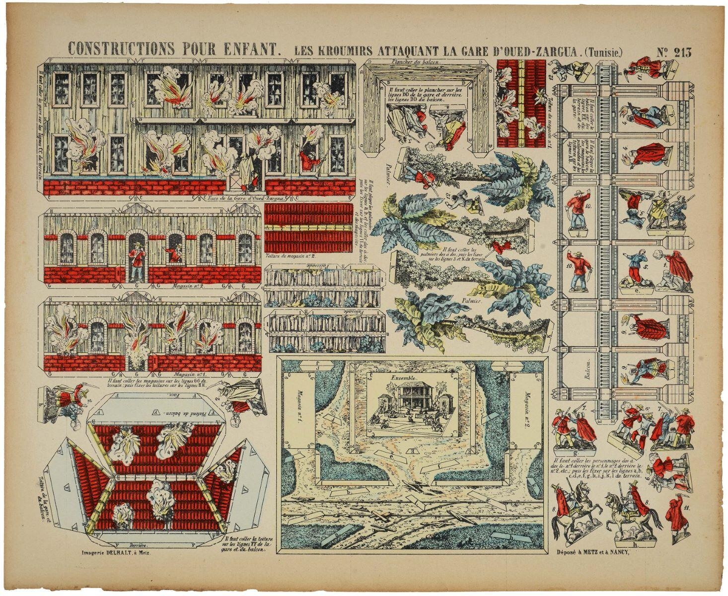 LES KROUMIRS ATTAQUANT LA GARE D'OUED-ZARGUA. (Tunisie.) N°. 213 (titre inscrit)