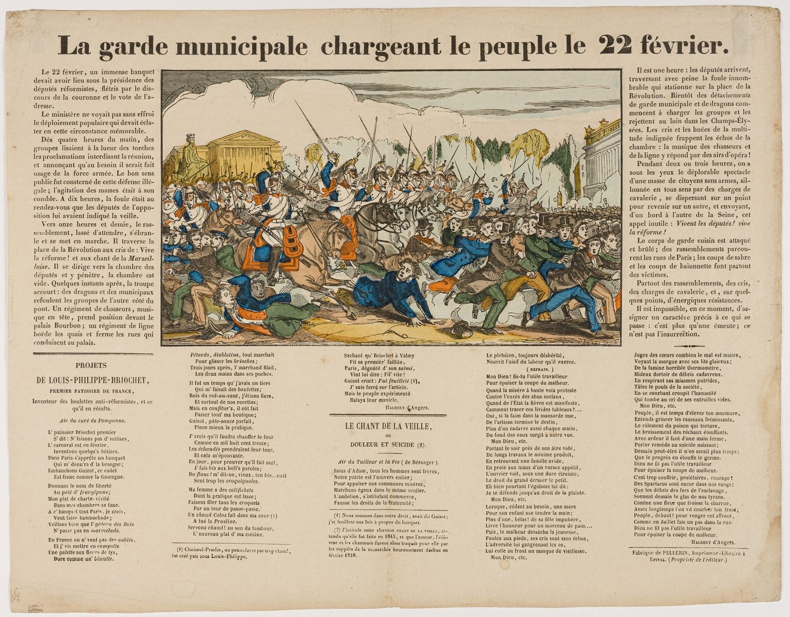 La garde municipale chargeant le peuple le 22 février. (titre inscrit)