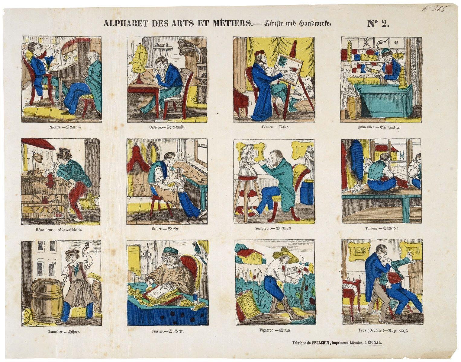 ALPHABET DES ARTS ET MÉTIERS. N° 2. (titre inscrit, fr., all.)