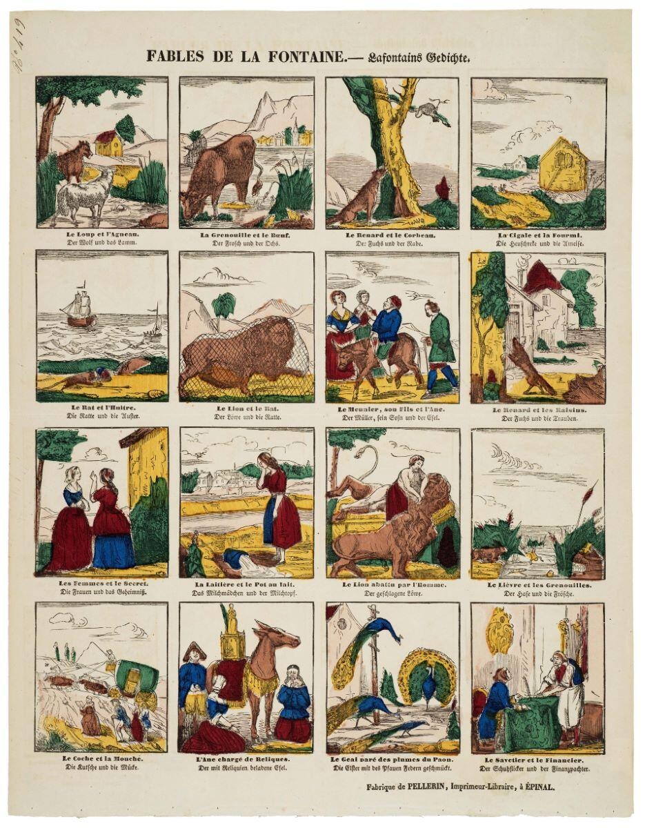 FABLES DE LA FONTAINE. (titre inscrit, fr., all.)