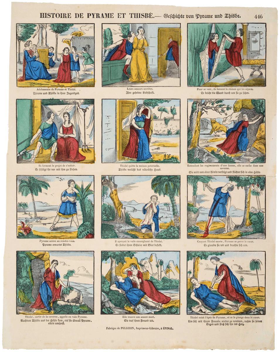 HISTOIRE DE PYRAME et THISBE.- Geschichte von Pyrame und Thisbe. 446 (titre inscrit, fr., all.)
