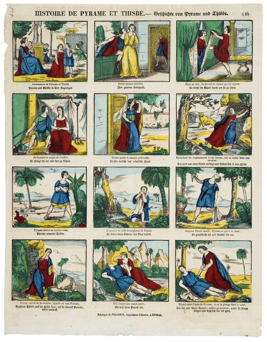 HISTOIRE DE PYRAME et THISBÉ. 446 (titre inscrit, fr., all.)
