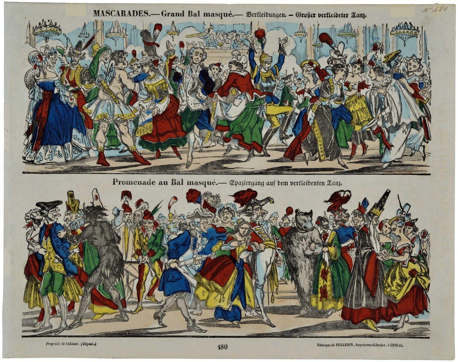 MASCARADES.- Grand Bal masqué. / Promenade au Bal masqué. / 480 (titre inscrit, fr., all.)