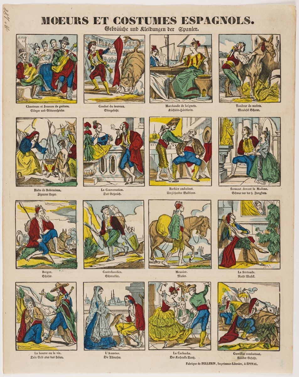 MOEURS ET COSTUMES ESPAGNOLS. (titre inscrit, fr., all.)