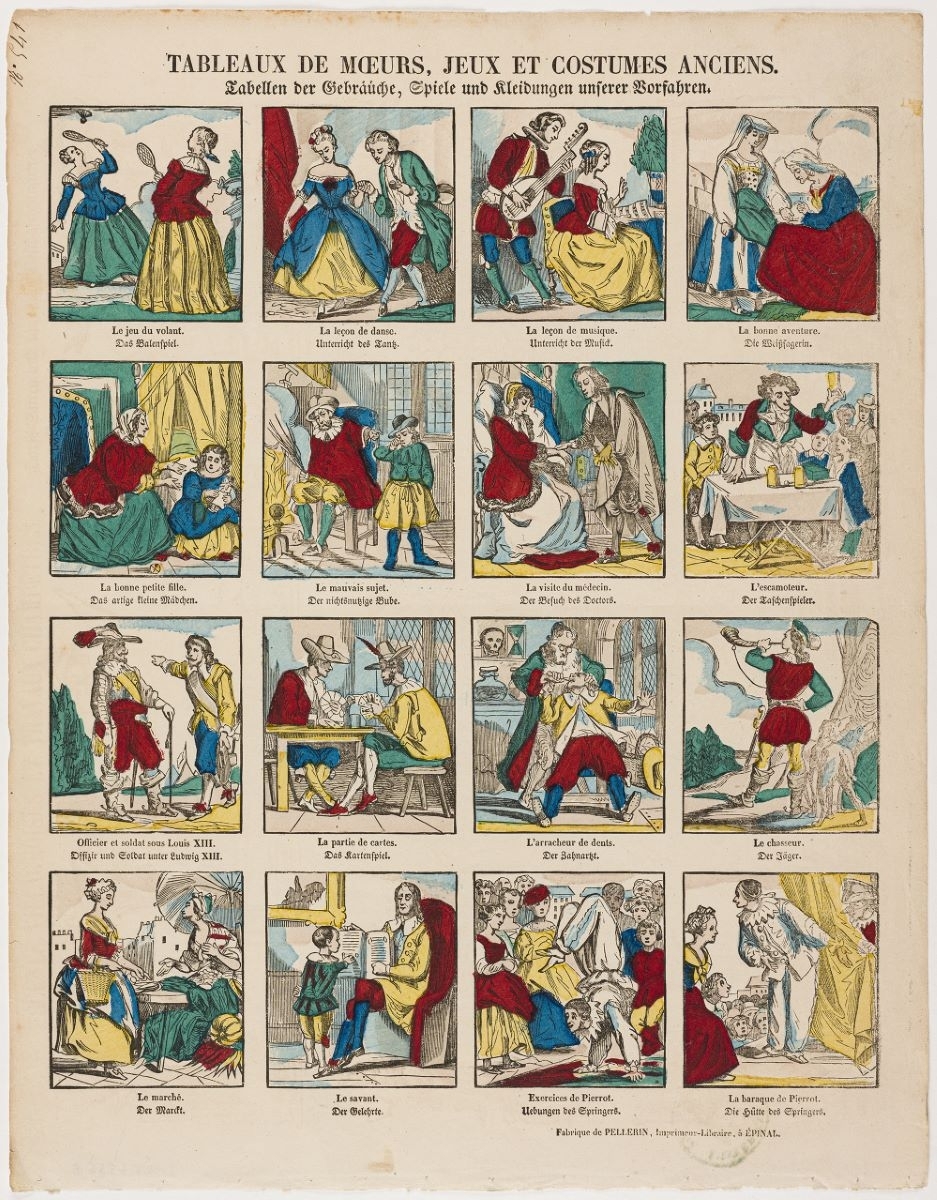 TABLEAUX DE MOEURS, JEUX ET COSTUMES ANCIENS. (titre inscrit, fr., all.)
