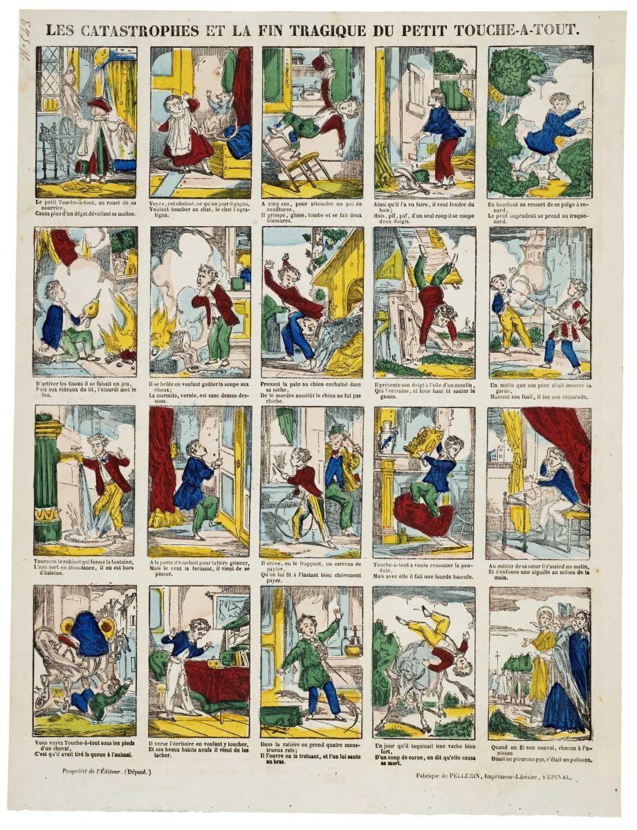 LES CATASTROPHES ET LA FIN TRAGIQUE DU PETIT TOUCHE-A-TOUT. (titre inscrit)