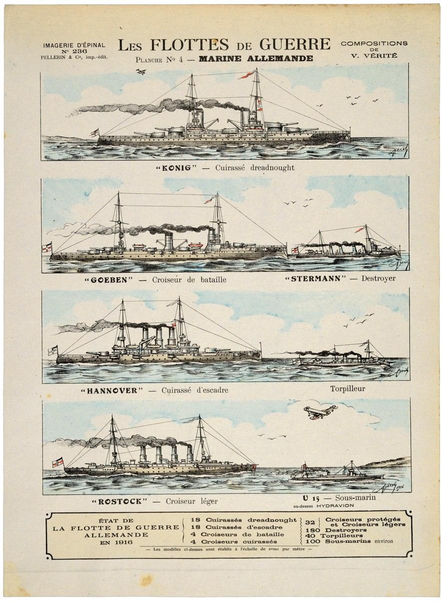 LES FLOTTES DE GUERRE / PLANCHE N°4 - MARINE ALLEMANDE (titre inscrit)