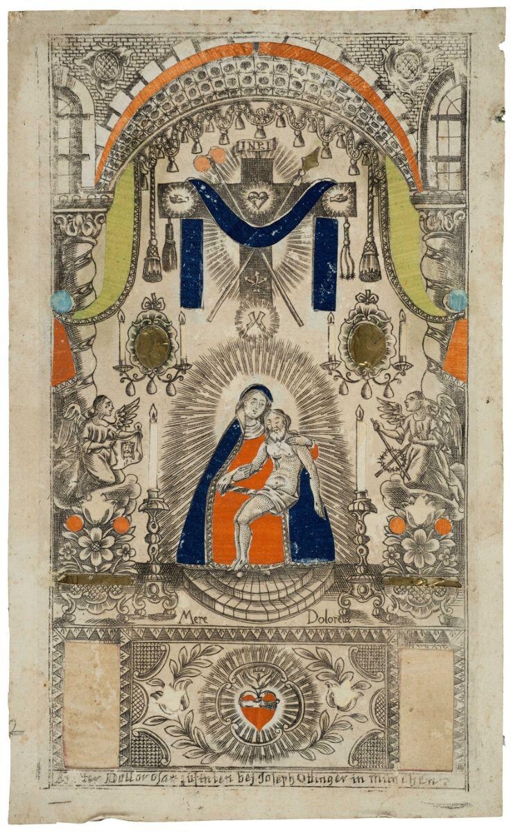 Mater Dollorosa (titre inscrit, lat.) ; Notre-Dame des sept Douleurs (titre factice)