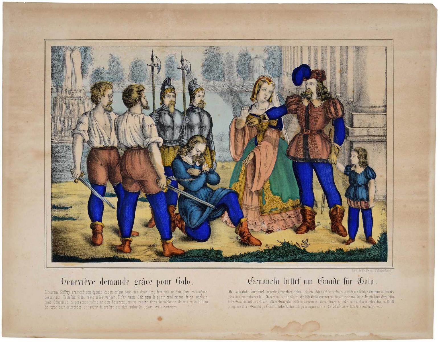 Geneviève demande grâce pour Golo. (titre inscrit, fr., all.)