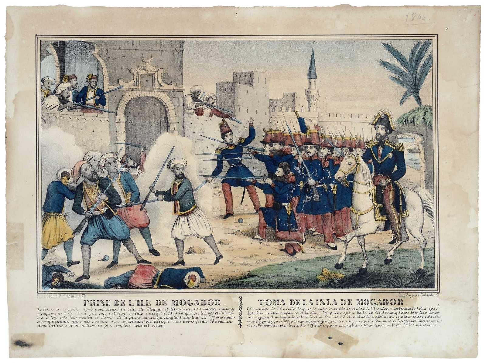 PRISE DE L'ILE DE MOGADOR. (titre inscrit, fr., esp.)