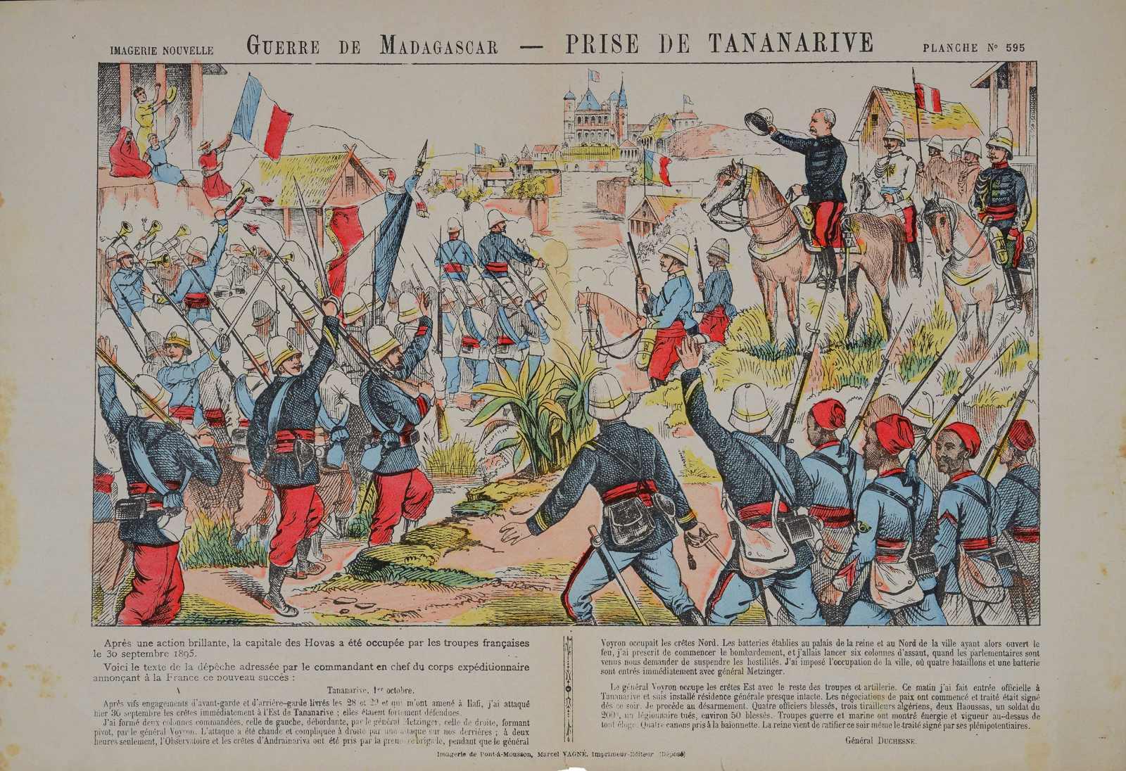 GUERRE DE MADAGASCAR - PRISE DE TANANARIVE (titre inscrit)