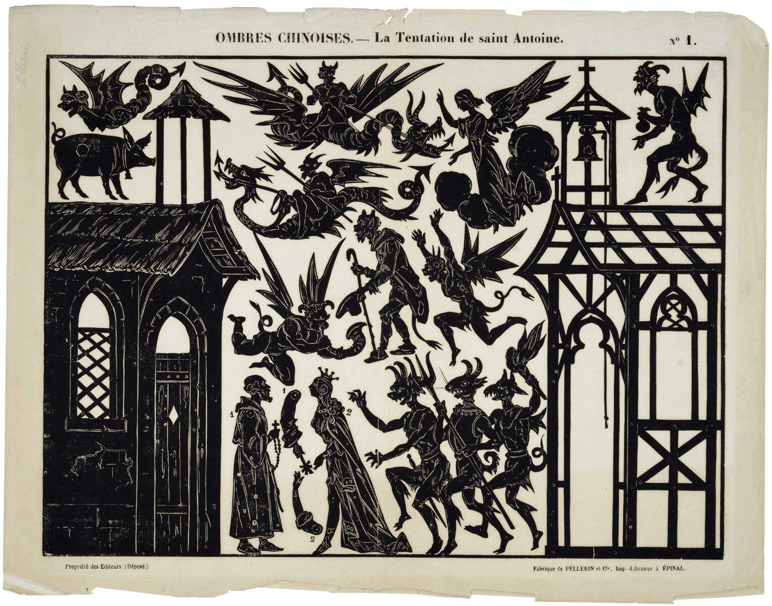 OMBRES CHINOISES. - La Tentation de saint Antoine. N° 1. (titre inscrit)