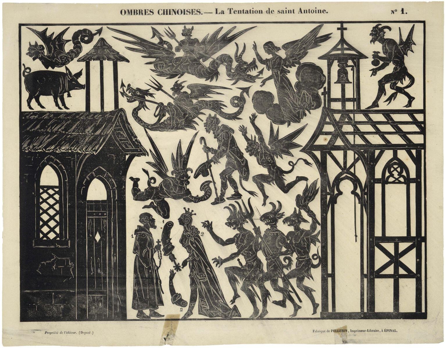 OMBRES CHINOISES. - La Tentation de saint Antoine. N° 1. (titre inscrit)