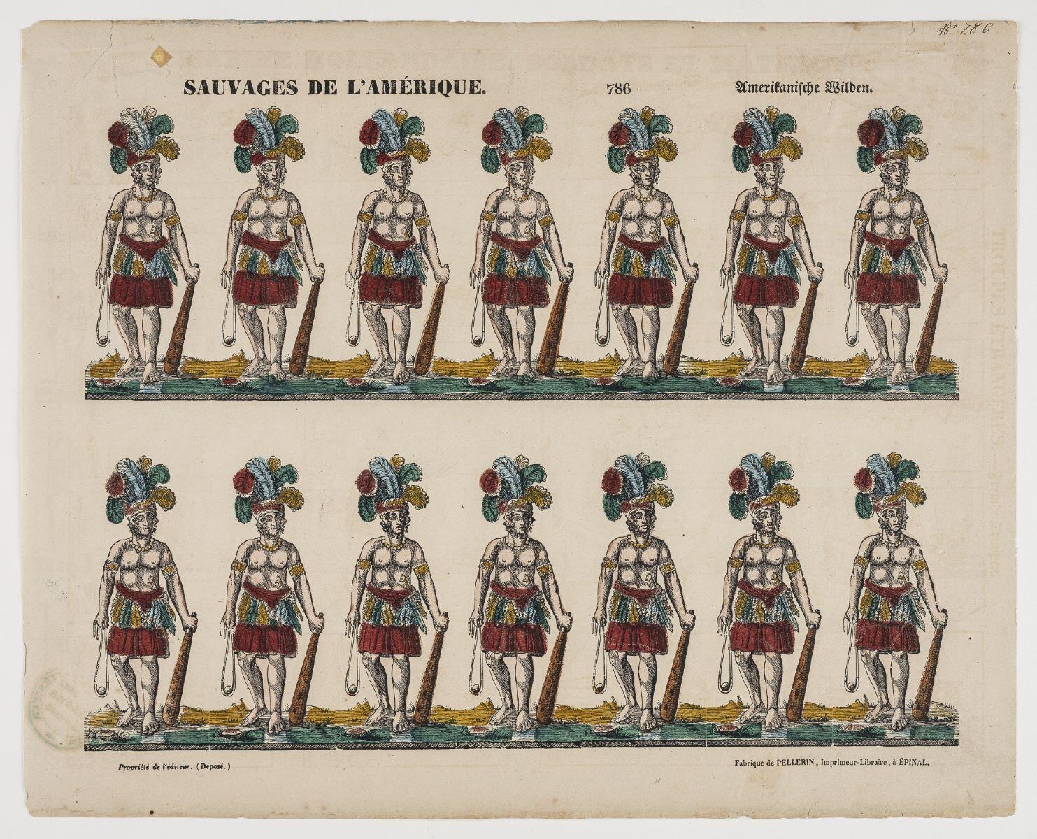 SAUVAGES DE L'AMÉRIQUE. 786 (titre inscrit, fr., all.)