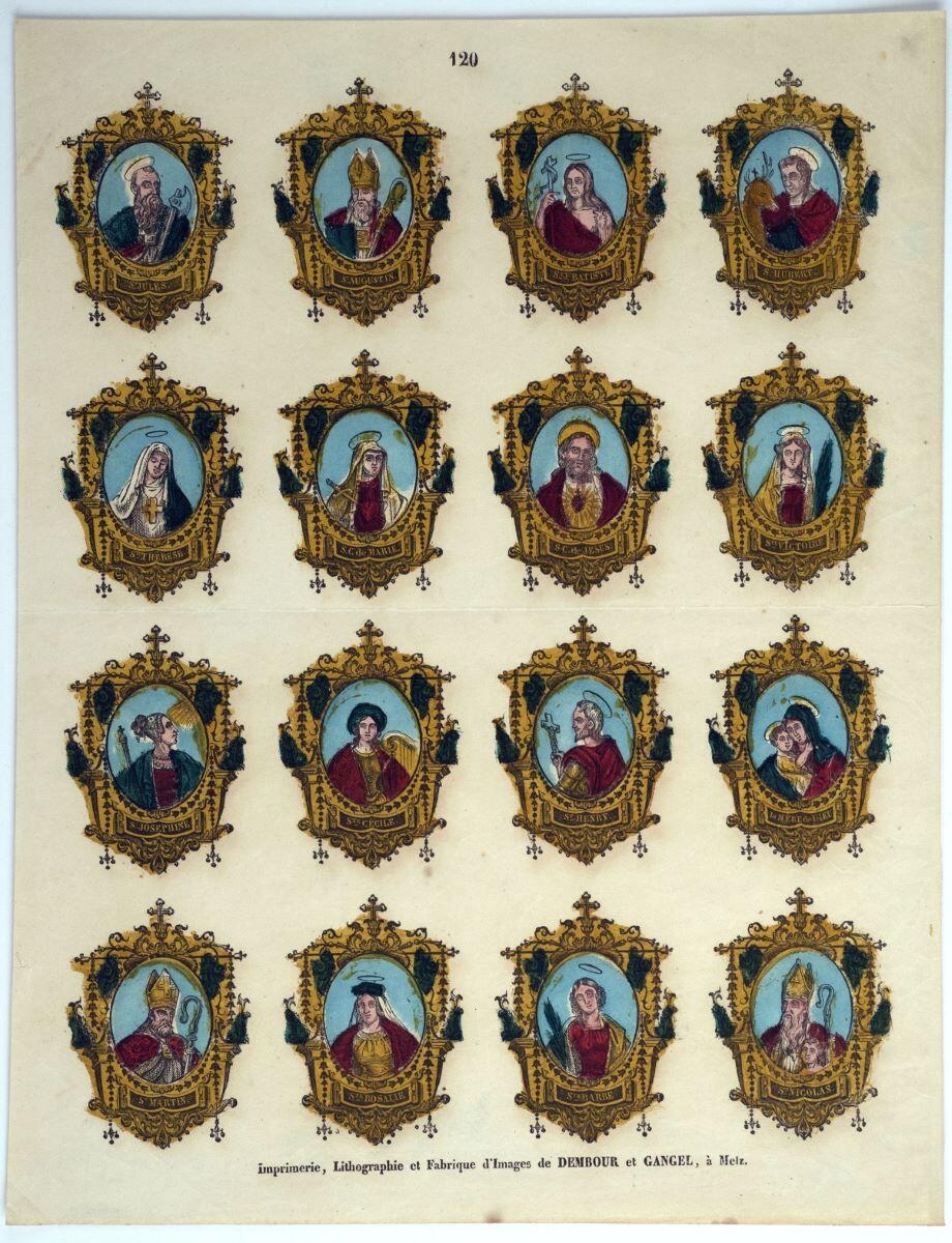 ST- JULES. […] ST-NICOLAS. 120 (titre inscrit) ; planche de saintetés (titre factice)