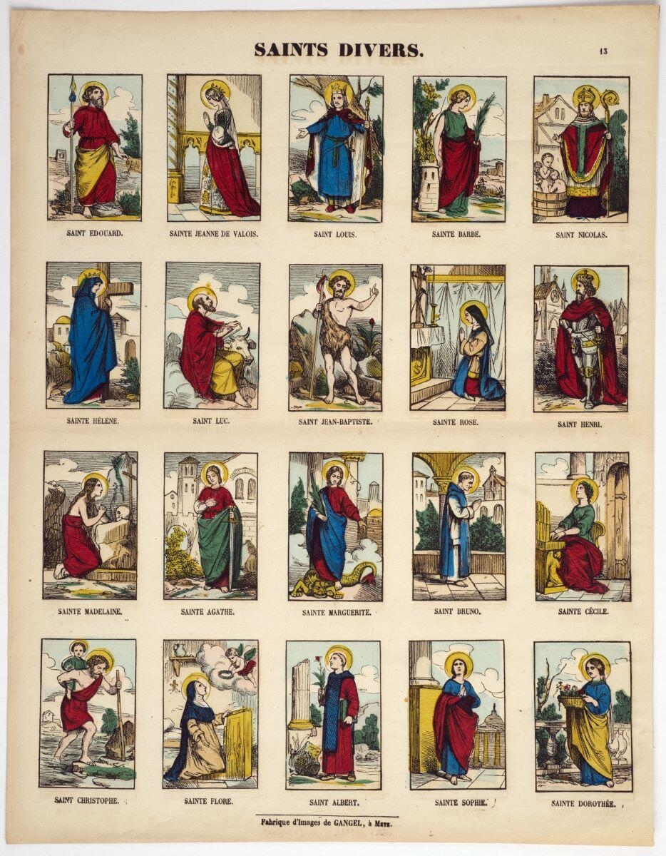 SAINTS DIVERS. 13 (titre inscrit) ; planche de sainetés (titre factice)