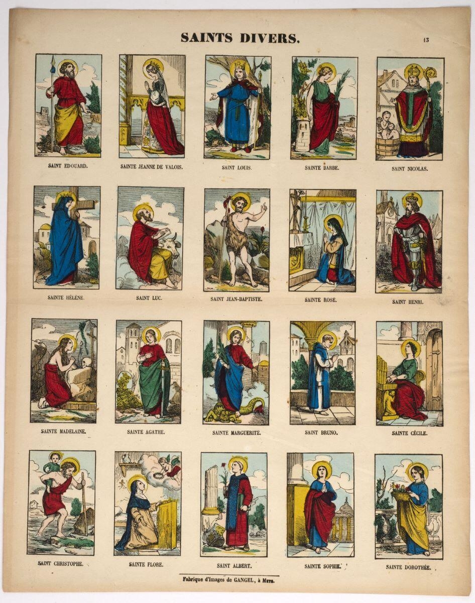 SAINTS DIVERS. 13 (titre inscrit) ; planche de sainetés (titre factice)