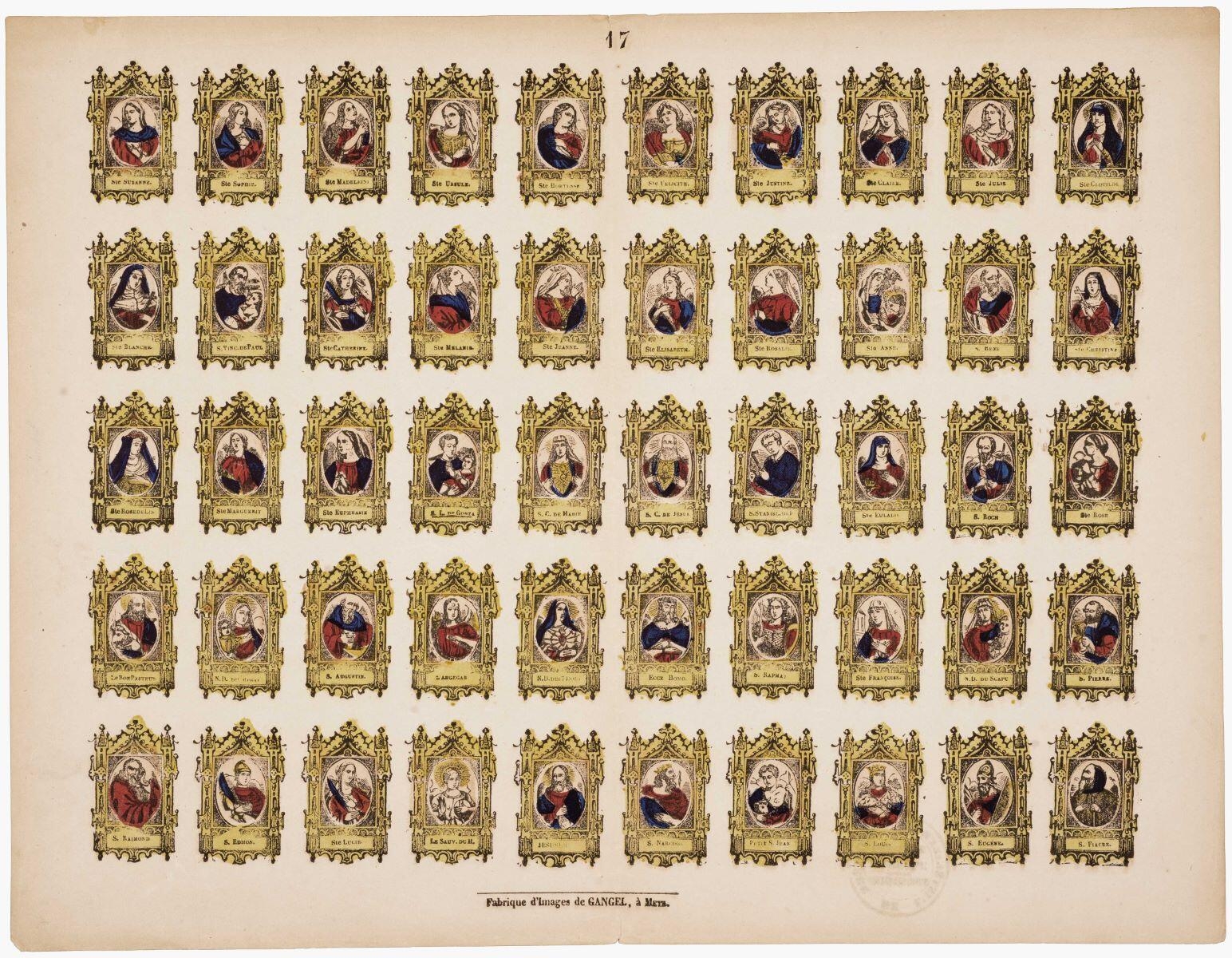Ste SUZANNE. […] S. FIACRE. 17 (titre inscrit) ; planche de saintetés (titre factice)
