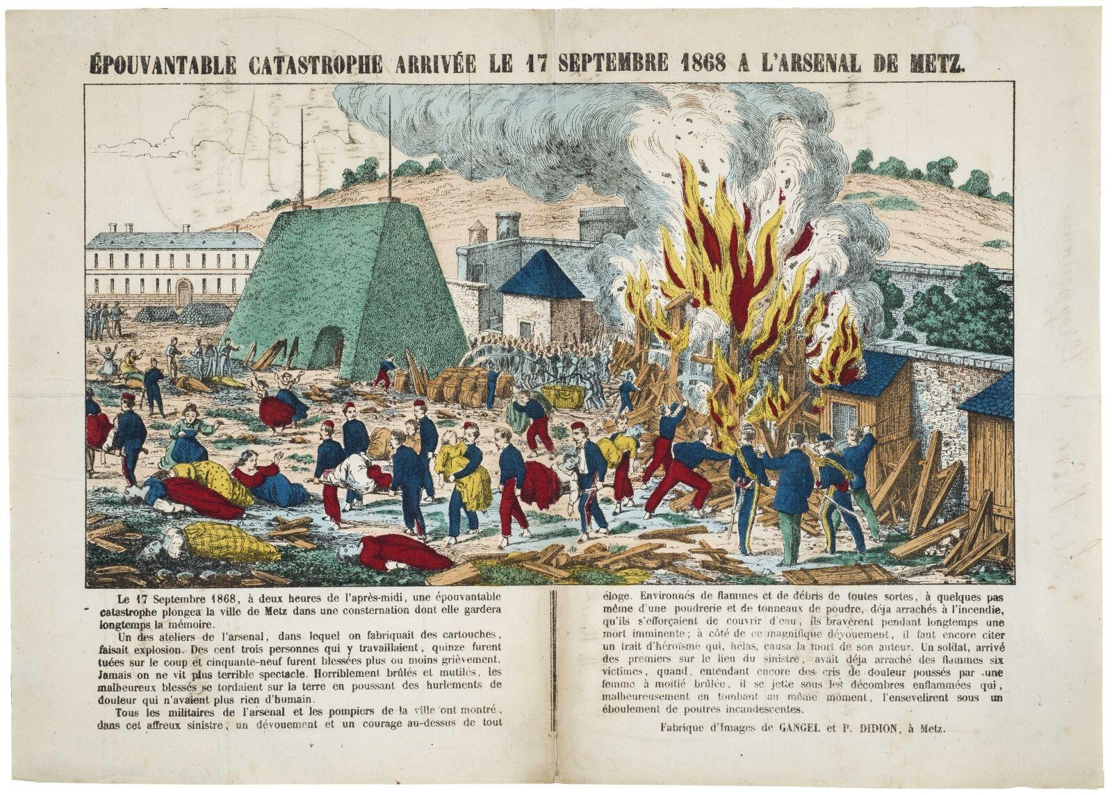 ÉPOUVANTABLE CATASTROPHE ARRIVÉE LE 17 SEPTEMBRE 1868 A L'ARSENAL DE METZ. (titre inscrit)